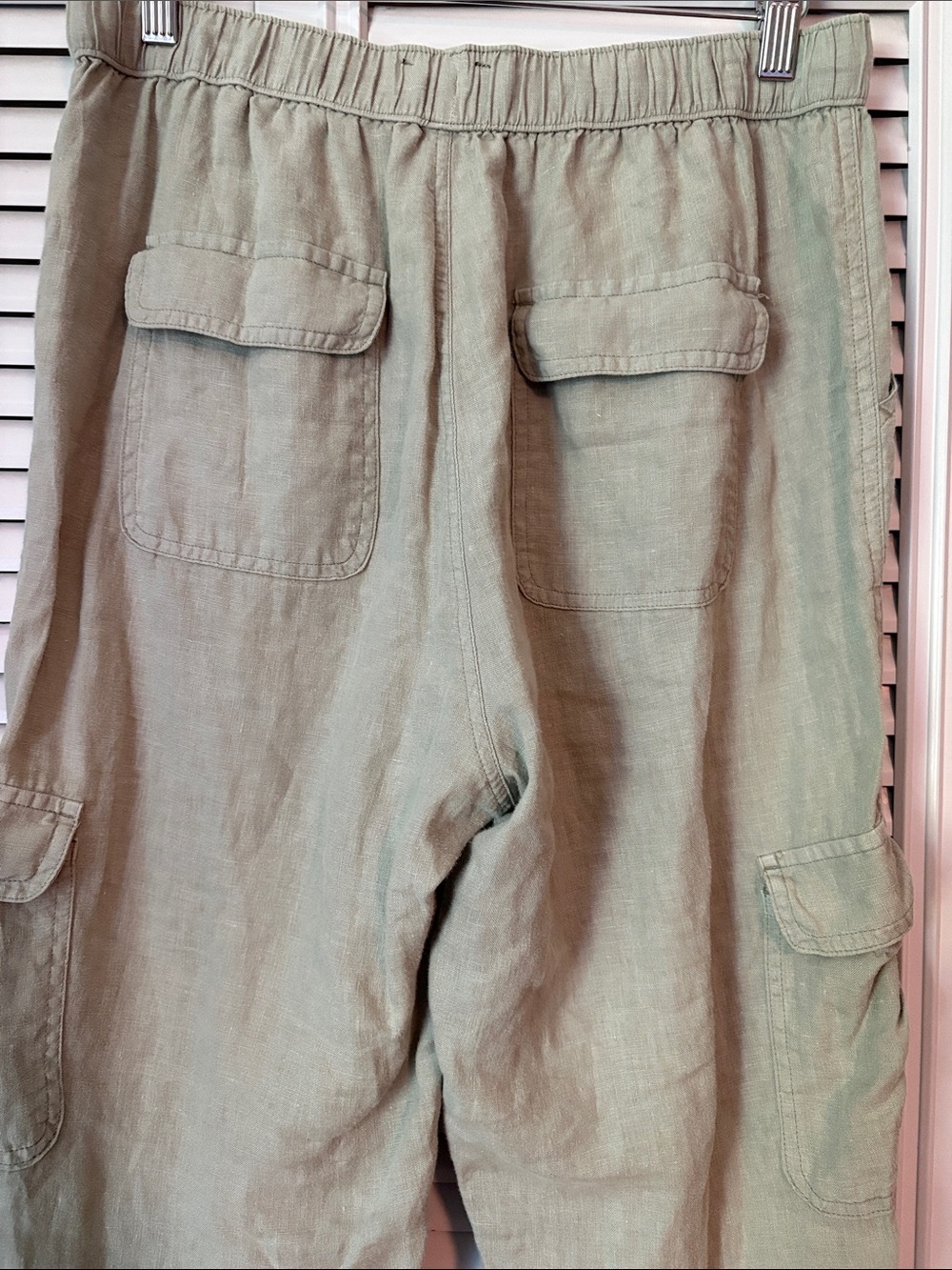 Nicole Miller 100% Linen Pale Sage Green Women’s Cargo Jogger Size L - Picture 7 of 10
